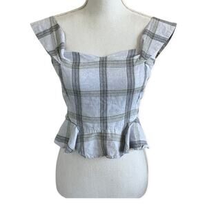 Chriselle X J.O.A. Plaid Off-the-Shoulder Midi Top Small